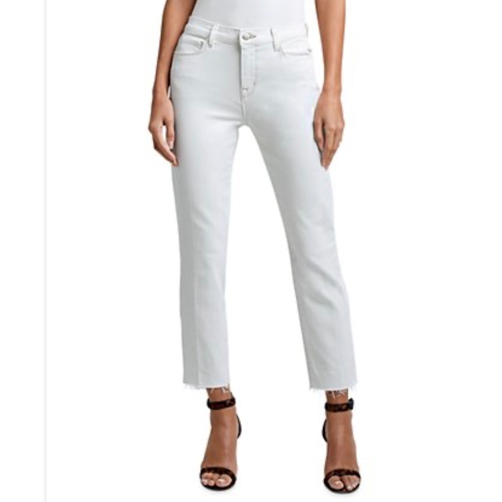 DL1961 Bridget Boot High Rise Cropped Jeans White Raw Hem Size‎ 32 27 inseam